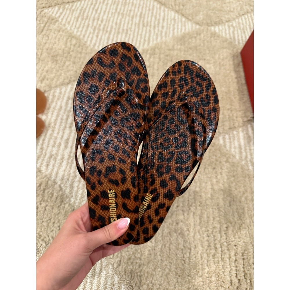 Cushionaire Cruise Womens Leopard Print Flip Flop Sandals Brown Animal Size 8M